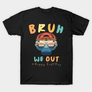 Bruh We Out I'm Leaving End School Retro Rainbow Sunglasses T-Shirt